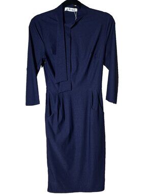 MUXXN Blue Sheath Pencil Wiggle Dress Small Retro Style Mad Men New Form Fit